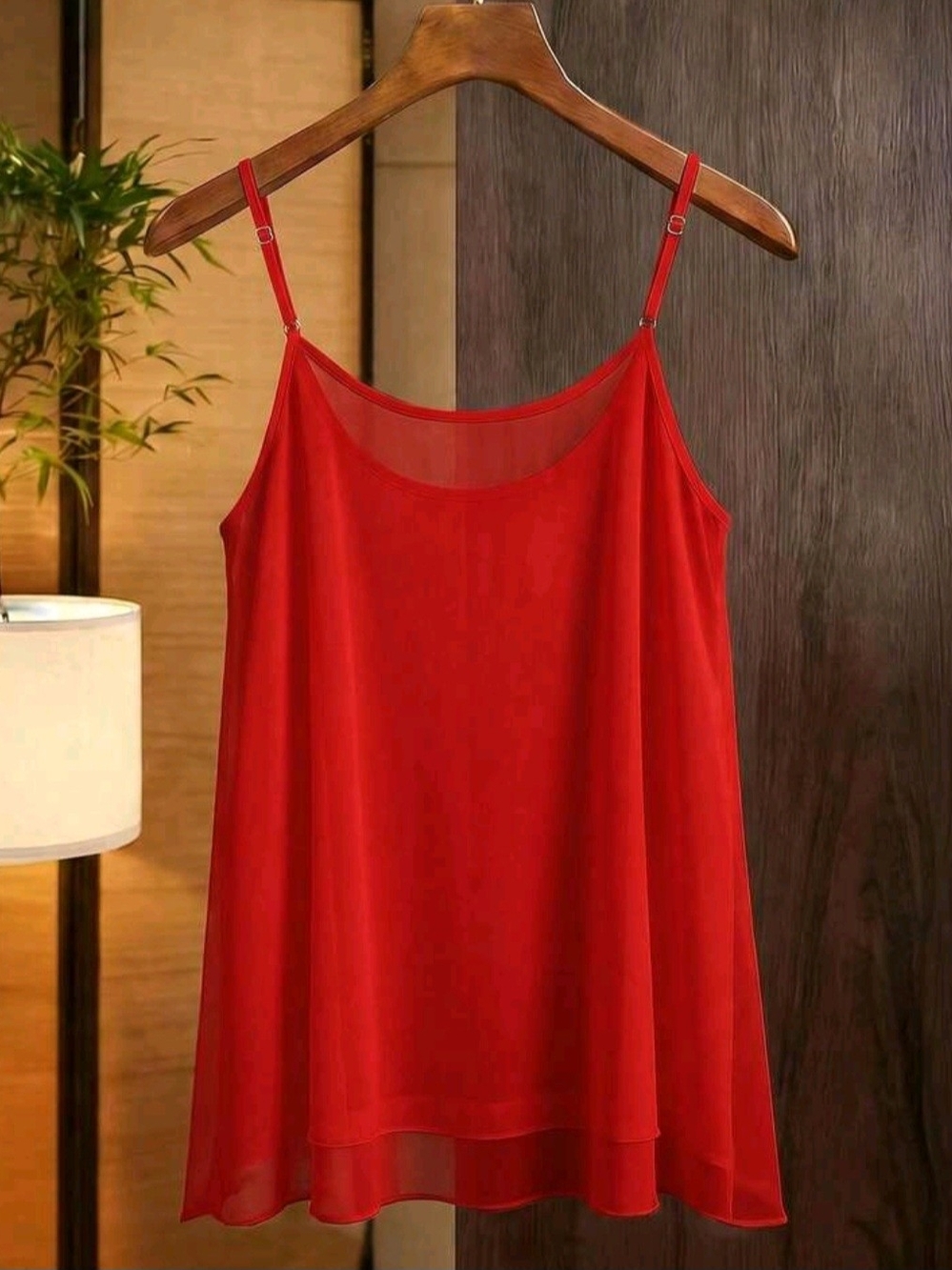 SHEIN Red Ruffle V-Neck Camisole Tank - Picture 2 of 5